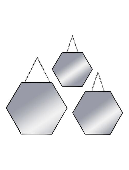 Ensemble de 3 miroirs Hexa chaîne noir - Kiabi
