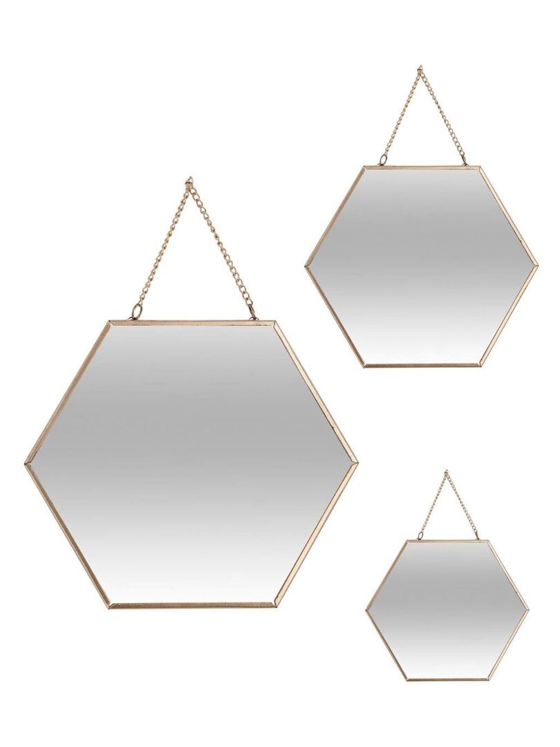 Ensemble de 3 miroirs Hexa chaîne or Doré/or - Kiabi