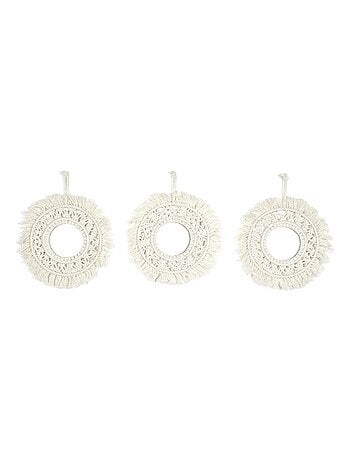 Ensemble de 3 miroirs ronds en macramé BOHO