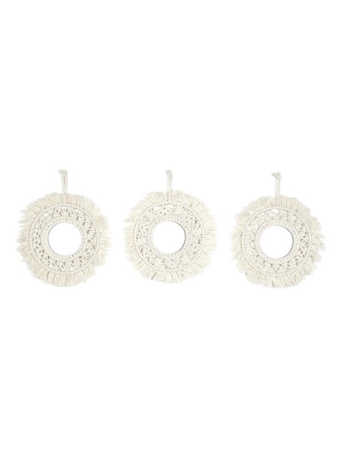 Ensemble de 3 miroirs ronds en macramé BOHO - Kiabi