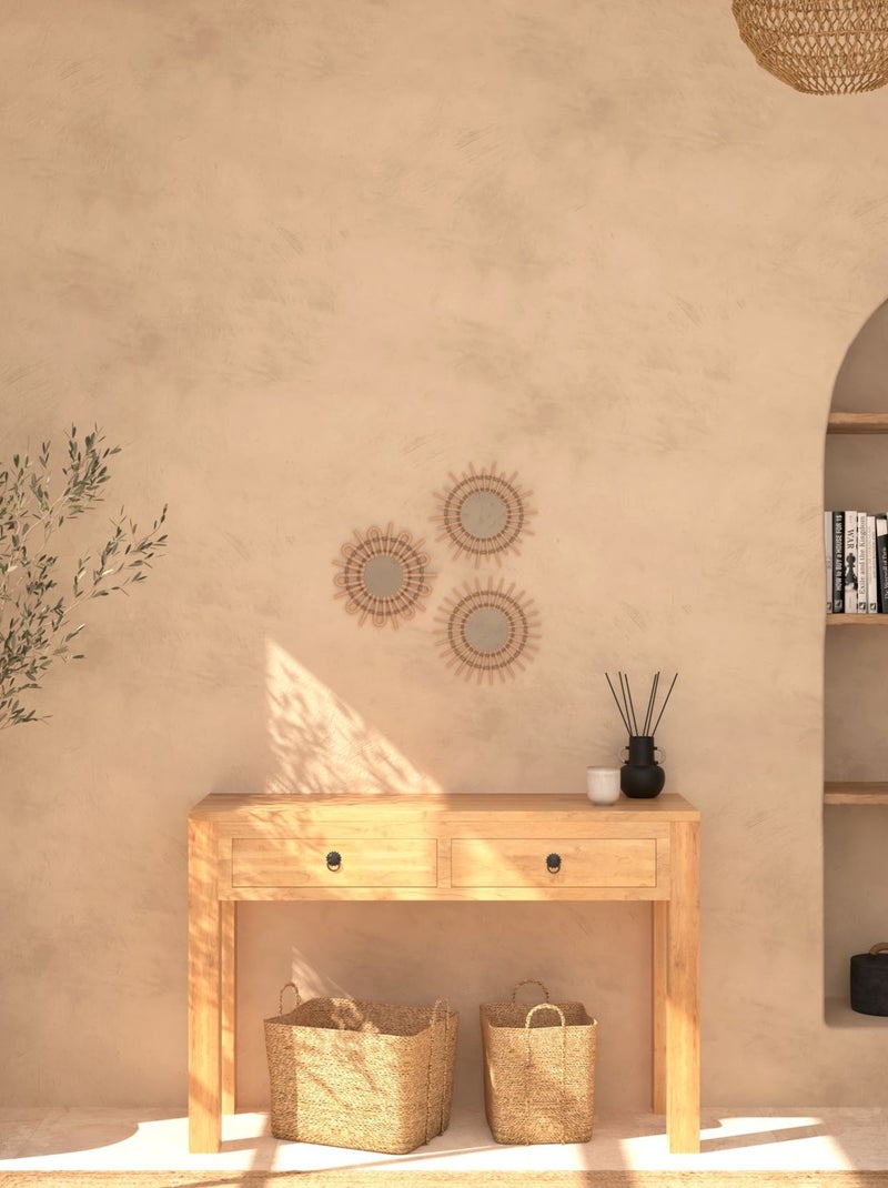 Ensemble de 3 miroirs soleil en rotin AIDA Beige - Kiabi