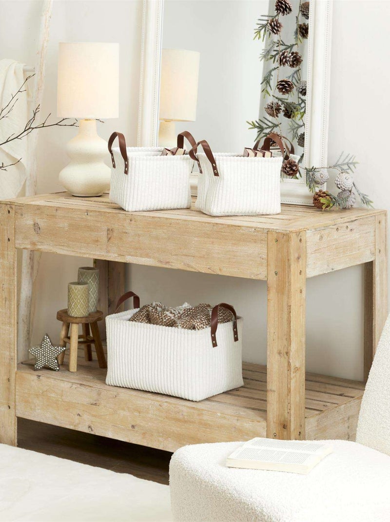 Ensemble de 3 paniers de rangement en velours côtelé Blanc - Kiabi