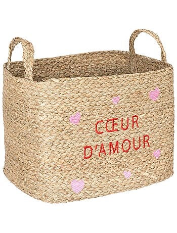 Ensemble de 3 paniers en osier motifs cœur AMOUR