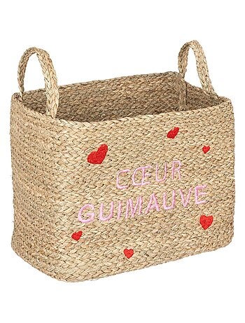 Ensemble de 3 paniers en osier motifs cœur AMOUR