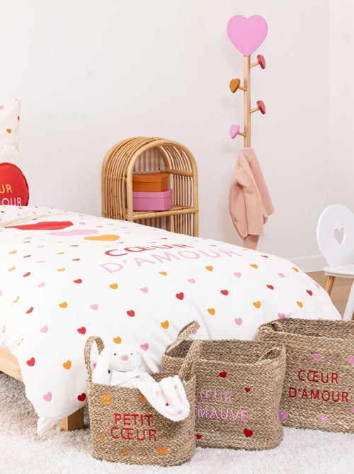 Ensemble de 3 paniers en osier motifs cœur AMOUR - Kiabi