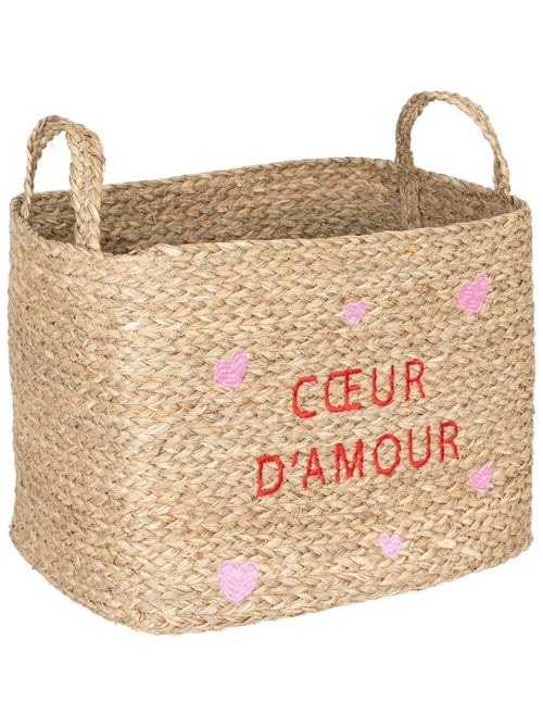 Ensemble de 3 paniers en osier motifs cœur AMOUR - Kiabi