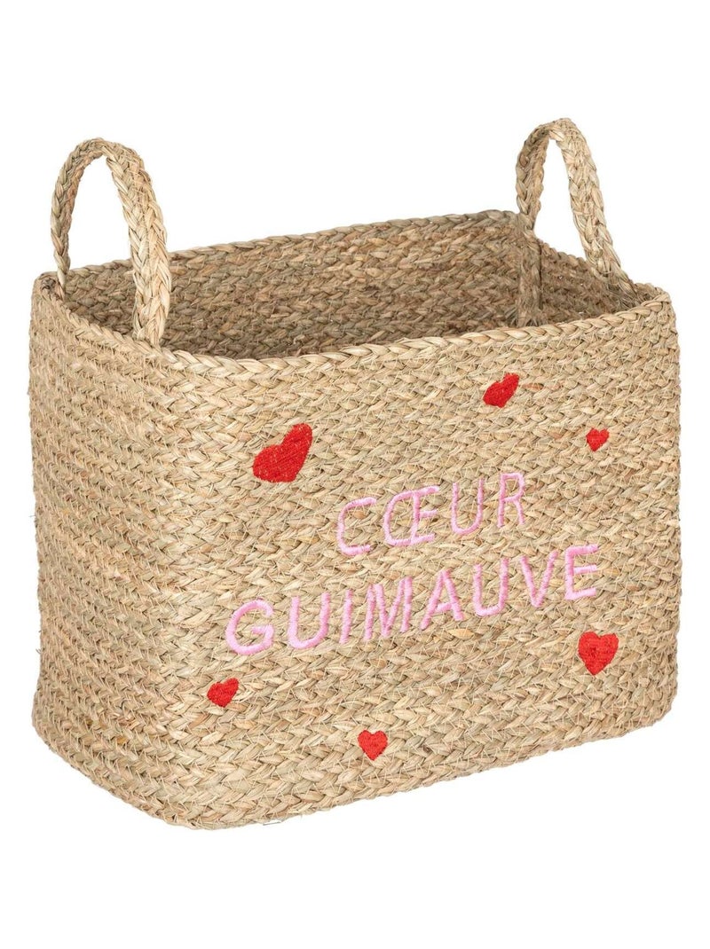 Ensemble de 3 paniers en osier motifs cœur AMOUR Beige - Kiabi