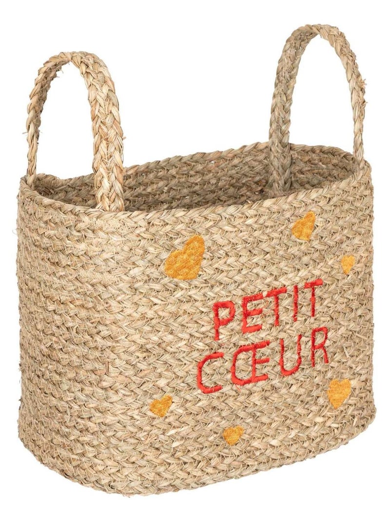 Ensemble de 3 paniers en osier motifs cœur AMOUR Beige - Kiabi