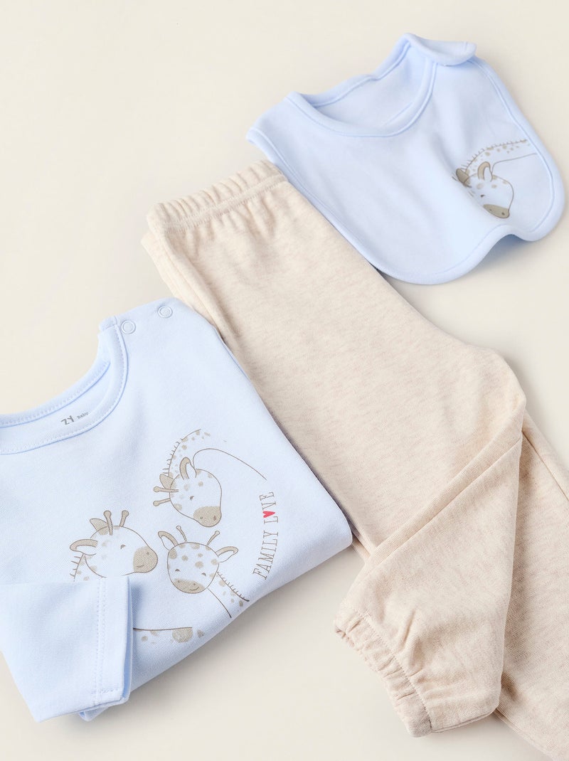 Ensemble de 3 Pièces en Coton Bleu - Kiabi