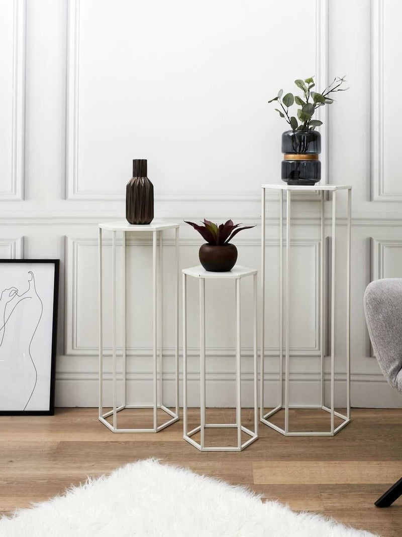 Ensemble de 3 sellettes gigognes en métal THÉO Blanc - Kiabi