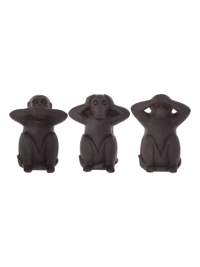 Ensemble de 3 singes sagesse en résine 23 cm Noir - Kiabi