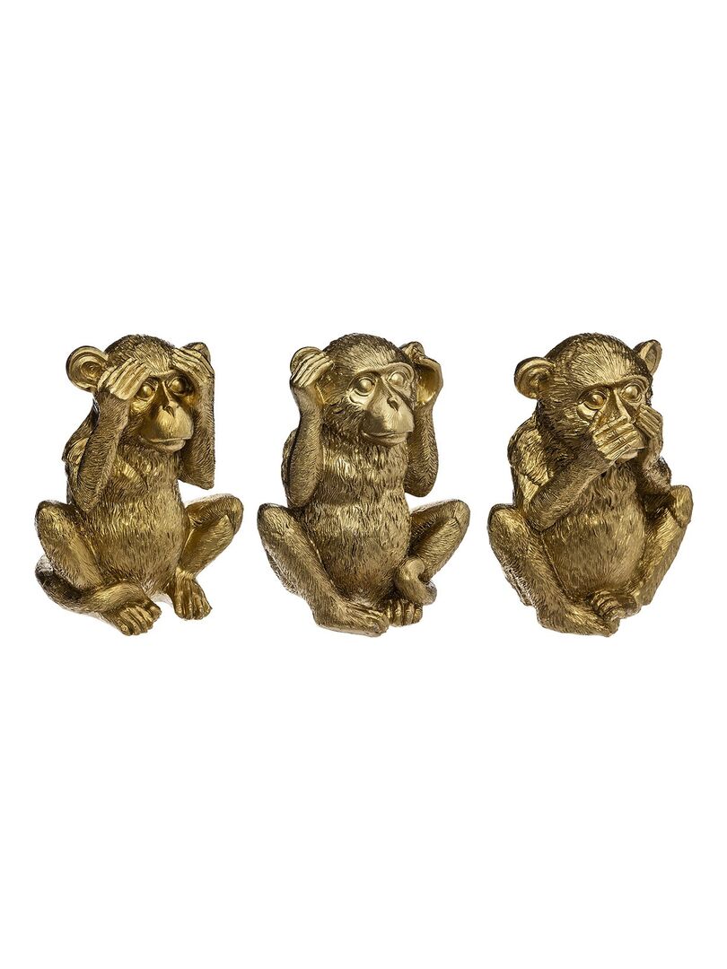 Ensemble de 3 singes sagesse en résine or 17 cm Doré/or - Kiabi