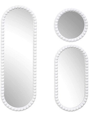 Ensemble de 4 miroirs ronds et ovales avec cadre effet perle CORFU