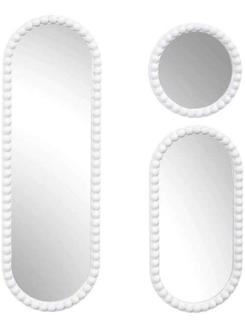 Ensemble de 4 miroirs ronds et ovales avec cadre effet perle CORFU - Kiabi