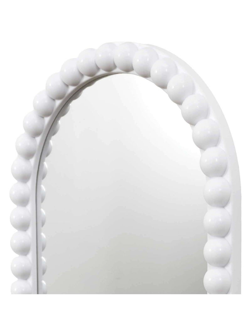 Ensemble de 4 miroirs ronds et ovales avec cadre effet perle CORFU Blanc - Kiabi