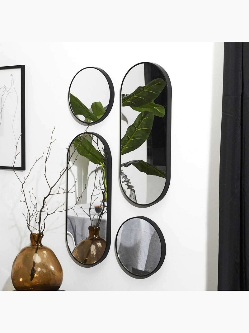 Ensemble de 4 miroirs ronds et ovales VERSA Noir - Kiabi