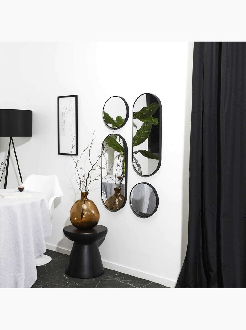 Ensemble de 4 miroirs ronds et ovales VERSA Noir - Kiabi