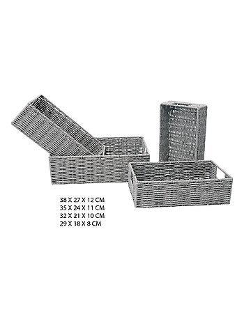 Ensemble de 4 paniers de rangement tressés empilables avec poignées