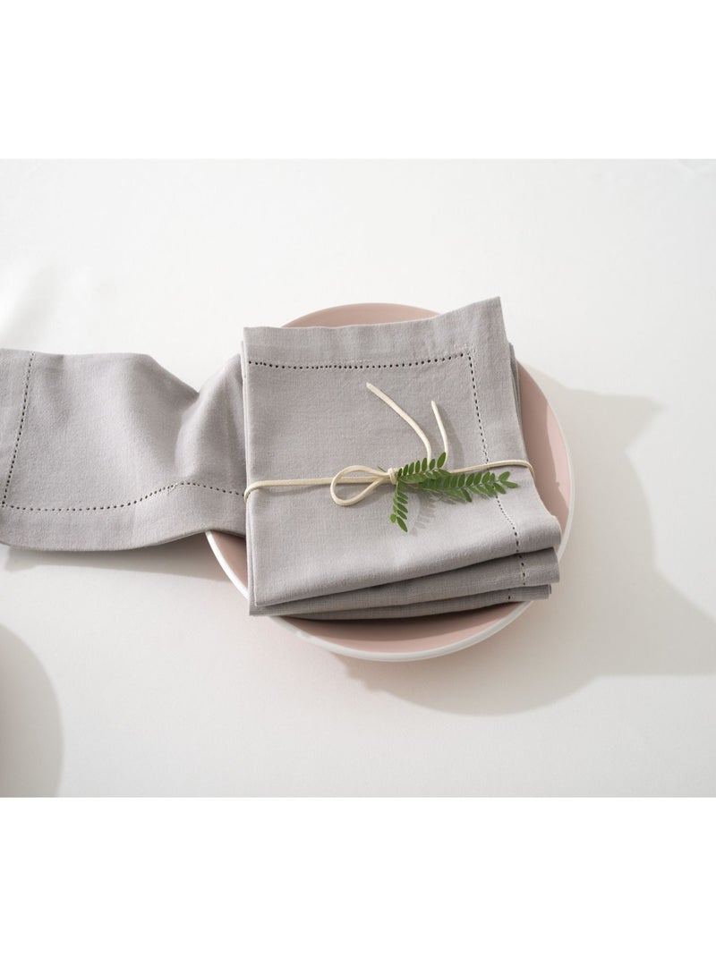 Ensemble de 4 serviettes de table CHAMBRAY Gris clair - Kiabi