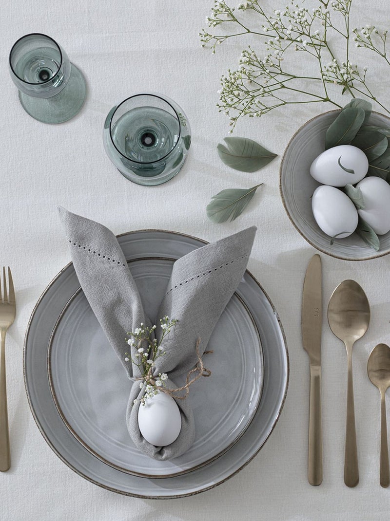 Ensemble de 4 serviettes de table CHAMBRAY Gris clair - Kiabi