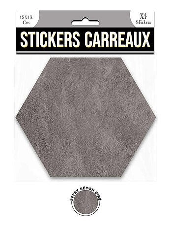 Ensemble de 4 stickers hexagone effet béton ciré