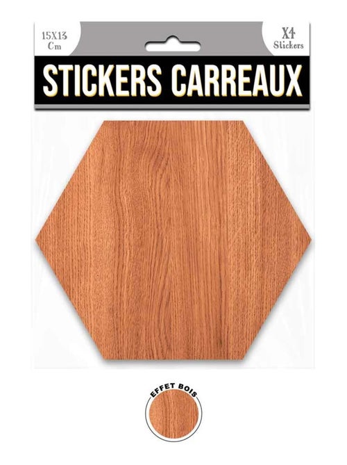 Ensemble de 4 stickers hexagone effet bois - Kiabi Ensemble de 4 stickers hexagone effet bois - Kiabi