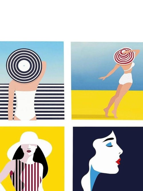 Ensemble de 4 tableaux sur toile imprimée 28x28 cm Baigneuse - Kiabi