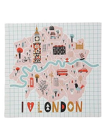 Ensemble de 4 tableaux sur toile imprimée 28x28 cm Capital map