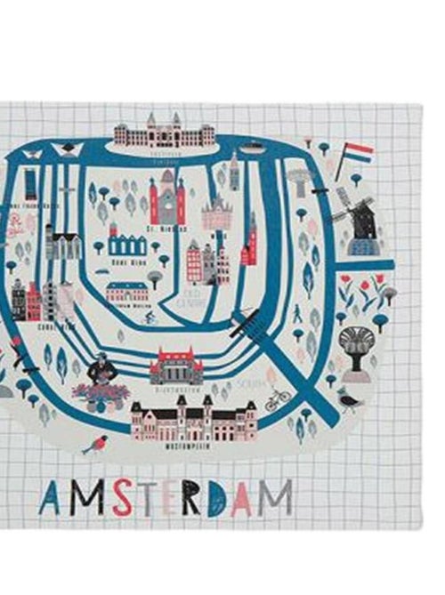 Ensemble de 4 tableaux sur toile imprimée 28x28 cm Capital map - Kiabi