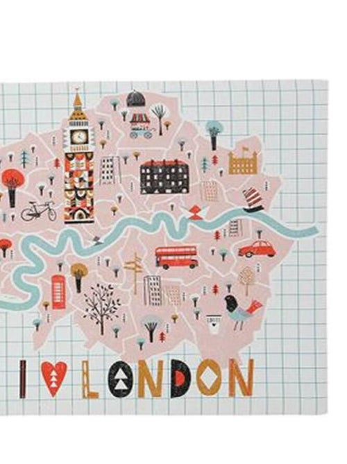 Ensemble de 4 tableaux sur toile imprimée 28x28 cm Capital map - Kiabi