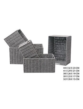 Ensemble de 5 paniers de rangement tressés empilables avec poignées
