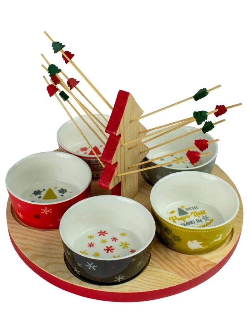 Ensemble de 5 petites Coupelles sur Planche Beige - Kiabi