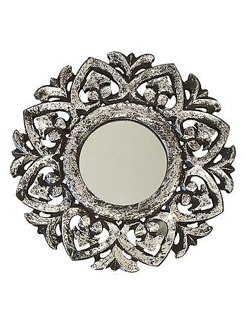 Ensemble de 6 miroirs muraux en bois brun patiné