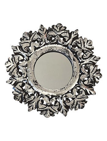 Ensemble de 6 miroirs muraux en bois brun patiné