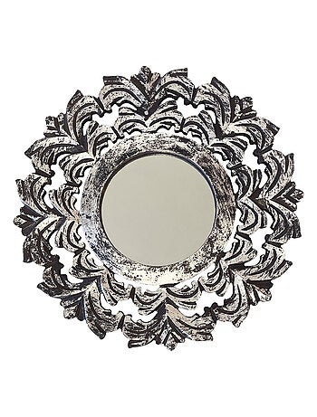 Ensemble de 6 miroirs muraux en bois brun patiné