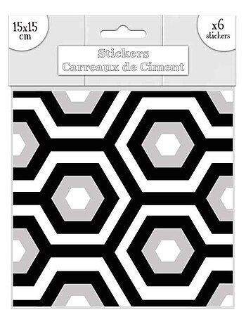 Ensemble de 6 stickers carreaux de ciment hexagones