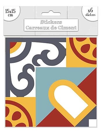 Ensemble de 6 stickers carreaux de ciment motifs