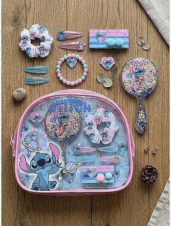 Ensemble de beauté trousse miroir et pinces stitch disney