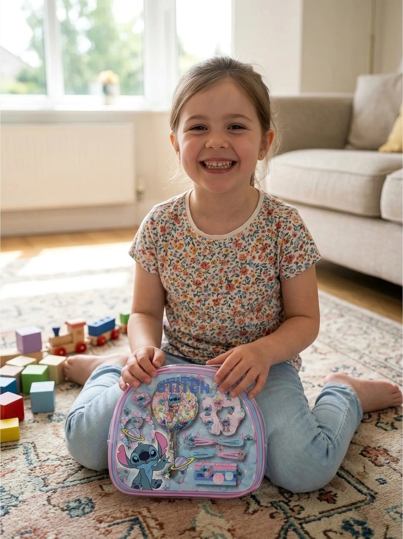 Ensemble de beauté trousse miroir et pinces stitch disney Bleu - Kiabi