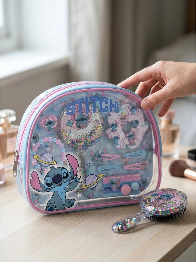Ensemble de beauté trousse miroir et pinces stitch disney Bleu - Kiabi