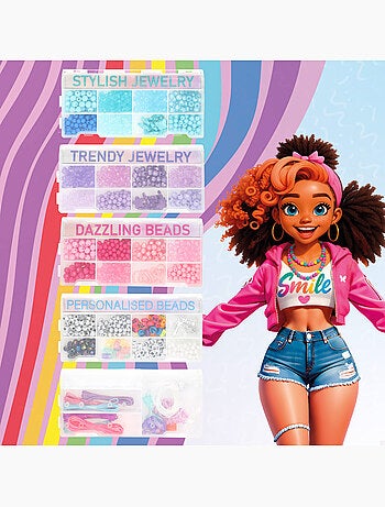 Ensemble de bijoux créatifs avec perles colorées et accessoires beauty love