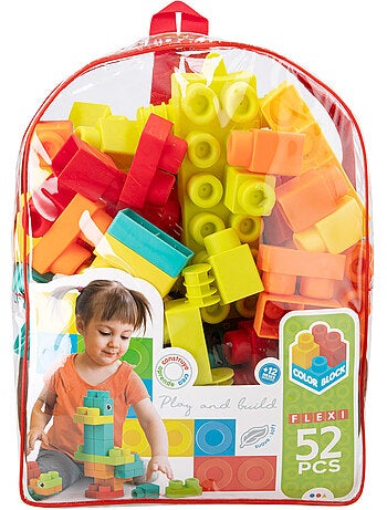 Ensemble de blocs de construction flexi 52 pièces color block