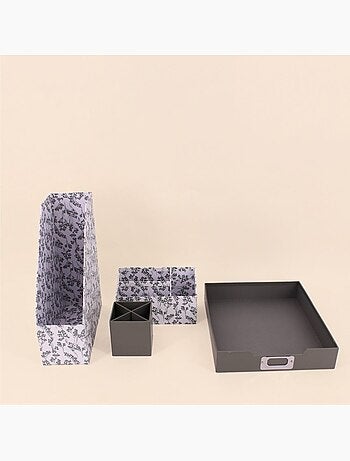 Ensemble de bureau 4 pièces en carton recyclé gris