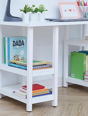 Ensemble de bureau et chaises en bois pour enfants avec étagères sur le côté