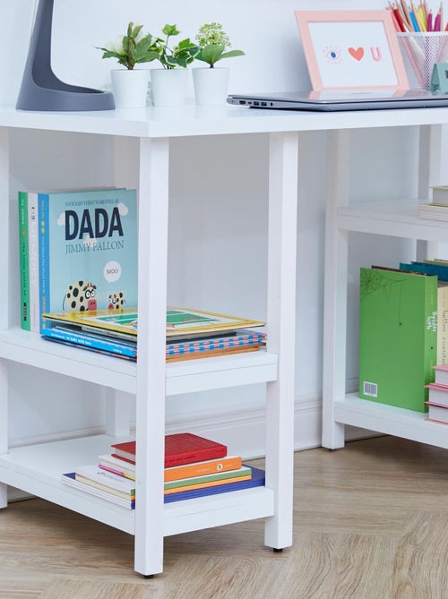 Ensemble de bureau et chaises en bois pour enfants avec étagères sur le côté - Kiabi