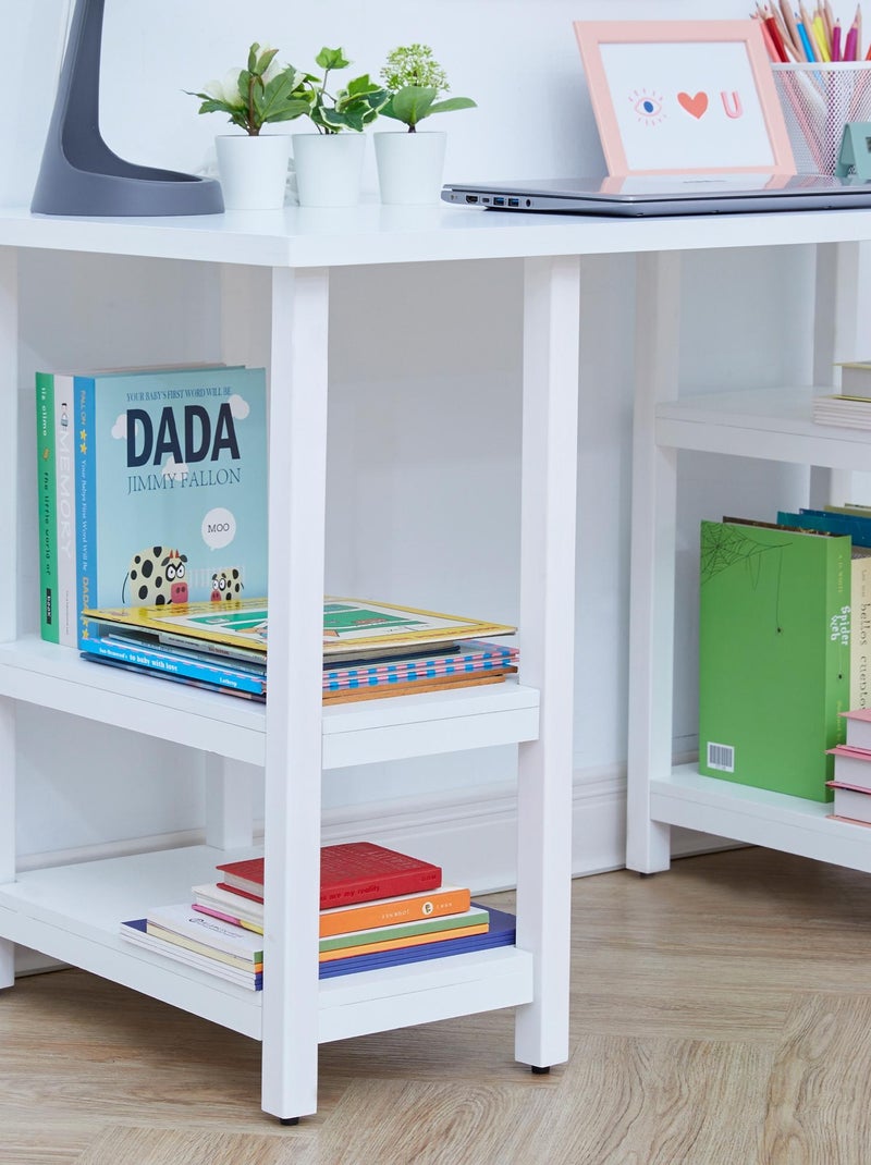 Ensemble de bureau et chaises en bois pour enfants avec étagères sur le côté Blanc - Kiabi