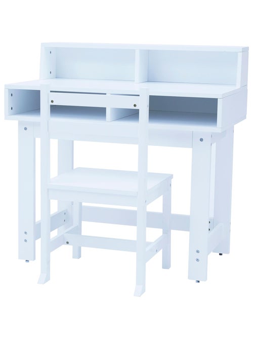 Ensemble de bureau et chaises en bois pour enfants avec étagères sur le côté - Kiabi Ensemble de bureau et chaises en bois pour enfants avec étagères sur le côté - Kiabi