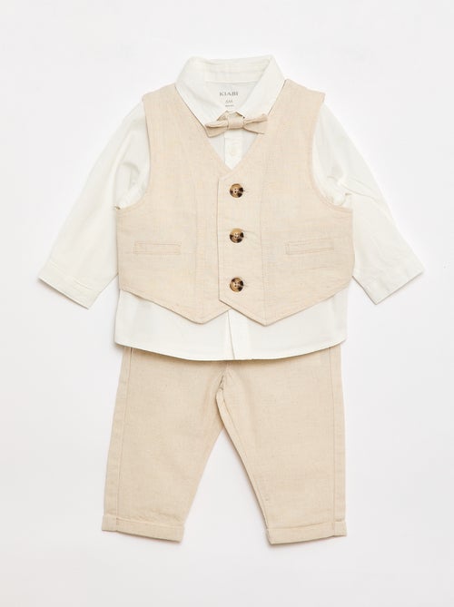 Ensemble de cérémonie 4 pièces en coton et lin - Kiabi