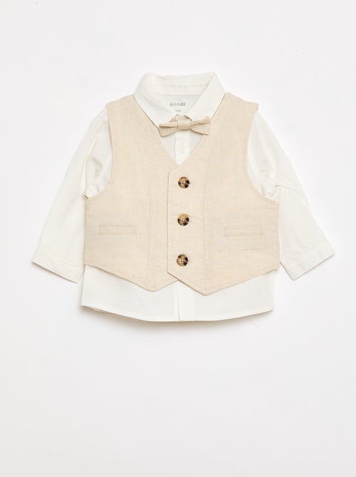 Ensemble de cérémonie 4 pièces en coton et lin - Kiabi