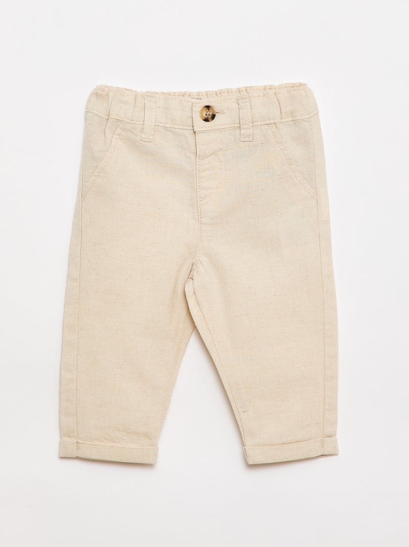 Ensemble de cérémonie 4 pièces en coton et lin Beige - Kiabi